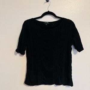 Lauren Ralph Lauren Black Short Sleeve Knit Top